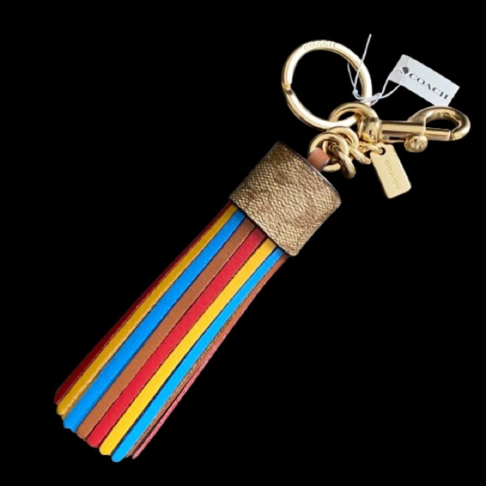 COACH NWT Tassel Bag Charm in Colourblock